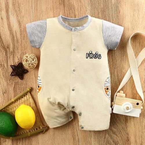 2021 summer new baby short-sleeved climbing clothes baby outing climbing clothes childrens jumpsuit newborn baby clothes