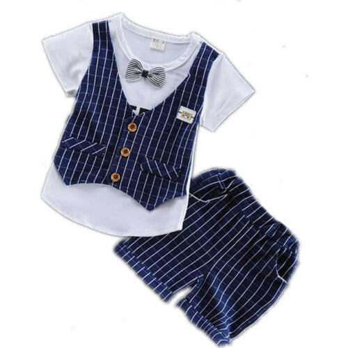 New Summer Children Boys Cotton Clothes Baby Gentleman T-Shirt Shorts 2pcs/Sets Kids Fashion Clothing Infant Casual Sportswear