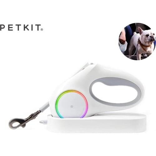 New PETKIT Streamer Telescopic Pet Leash Dog Traction Rope Rings Headlamp Spotlight Magnetic Contact Charging 4.5M