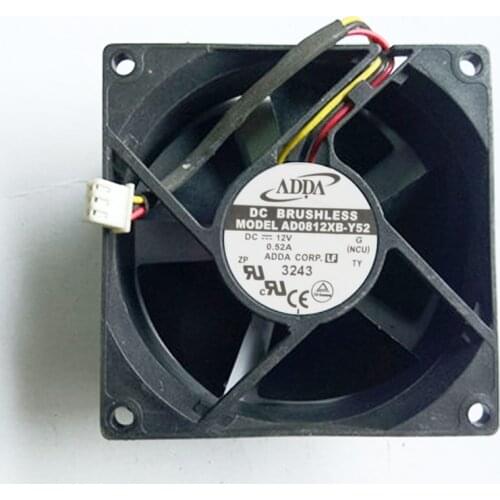 Original ADDA AD0812XB-Y52 DC 12V 0.52A 8032 80*80*32mm 8mm big air volume case cooling fan