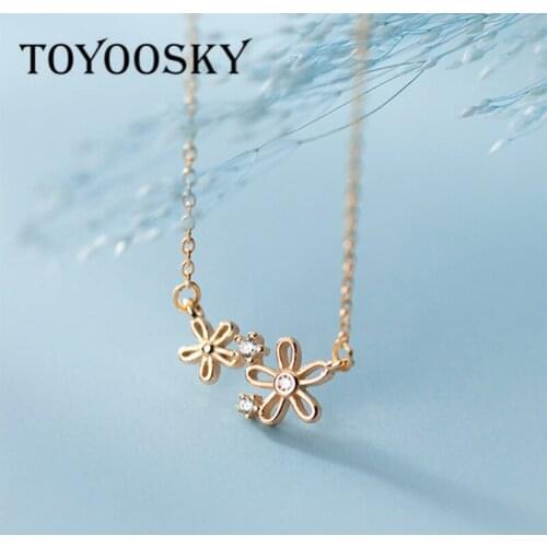 New Arrival 925 Sterling Silver Shining Tiny CZ Flower Necklaces Pendant Necklace for Wome Girl Daughter Banquet Prevent Allergy
