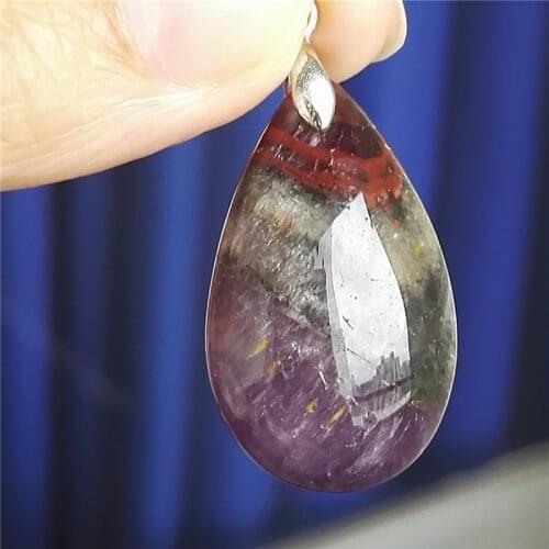 Genuine Purple Natural Auralite 23 Gemstone Crystal Pendant Necklace Charms Crystal Water Drop Natural Stone Pendant 31x19x10mm