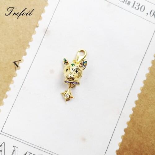 Charms Pendant Cat Golden Color Fit Bracelet & Necklace 2021 New Fine Jewelry 925 Sterling Silver Trendy Gift For Women Ladies