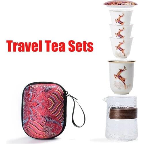Portable Travel Office Home Tea Pot Set Caramic Teapots With 3 Cups Chinese Tea Sets Kung Fu Teaware Drinkware Tea Service