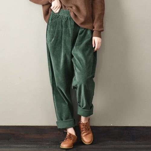 Casual Women Corduroy Pants Female Baggy Wide Leg Hip Hop Streetwear Joggers Vintage Autumn Warm Thicken Loose Trousers X9196