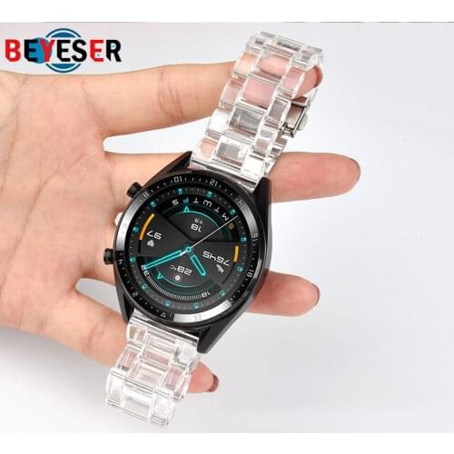 20mm 22mm Resin Watch strap for huawei watch GT 2 2Pro band strap correa stainless steel buckle galaxy watch 3 41 45mm watchband