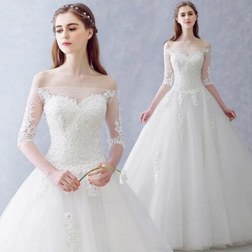 Luxury Sequined Beads Boat Neck Princess Wedding Dress 2019 Ball Gown Plus Size Organza and Tulle Wedding Dresses