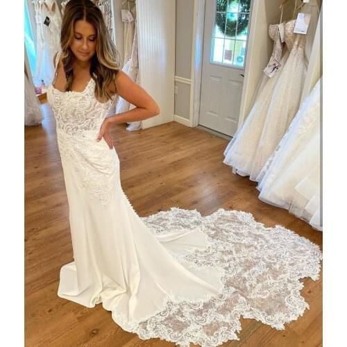 Wedding Dress Mermaid Spaghetti Strap Sleeveless Sweep Train Bridal Gowns Backless Elegant Sexy Robe De Mariee Custom Made