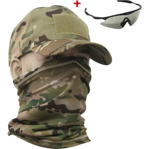 TAK YIYING Tactical Ice Silk Multi-Purpose Balaclavas Headscarf Headwear Neck With Hat and glasses
