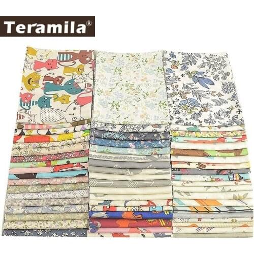 Teramila 100% Cotton Fabric Flowers Animal Cartoon Design Telas Patchwork Algodon Cloth 50x50cm Tissu DIY Baby Quilts Cushion
