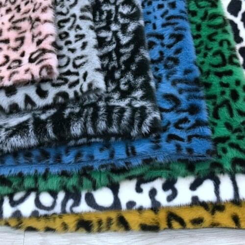 Leopard pattern mink artificial fur fabric diy sewing materials mink fur imitation fabric for coat backgroud counter 0.5X1.6M