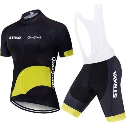 STRAVA Pro Team Cycling Jersey Set Men Summer Bike Clothes MTB Ropa Ciclismo Bicycle Uniforme Maillot Quick Dry 20D Gel Pad 2021