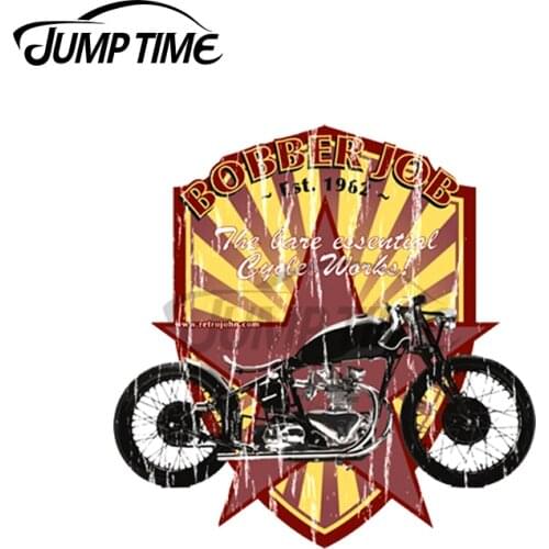 Jump Time 13 x 9.6cm For Bobber Job Motorcycle Works Car Stickers Sunscreen Vinyl JDM Waterproof Bike RV VAN DIY Fine Decal