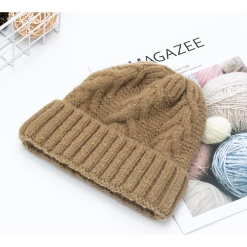 Women Hat Winter Knit Beanie Acrylic Brim Warm Skiing Outdoor Accessory For Teenagers