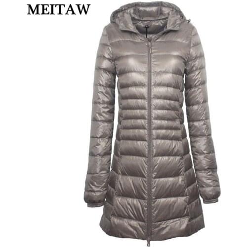 Plus Size 7XL Women Long Down Jacket Ladies Winter Ultra Light Down Jacket Female Oversize Solid Hooded Down Coats
