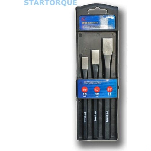 STAR TORQUE 3PC Flat Blade Straight Chisel For Stone Construction Carving Carver Hand Tools Random color