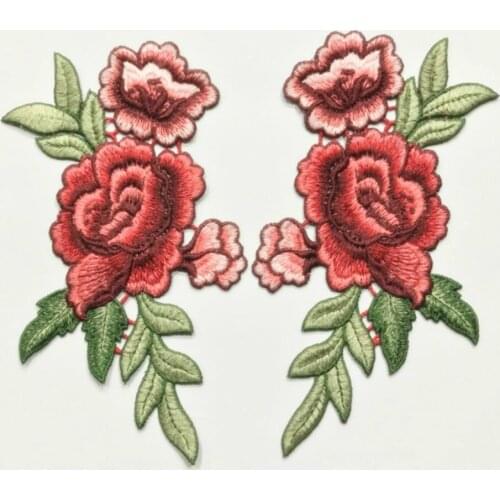 1Pcs Water Soluble Embroidered Rose Flowers Cloth Patches Sew on Embroidery Stickers DIY Floral Patch Clothing Appliqued Peony