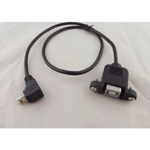 10pcs USB 2.0 B Female To Mini 5 Pin Male Down Angle Panel Mount Printer Cable 50cm