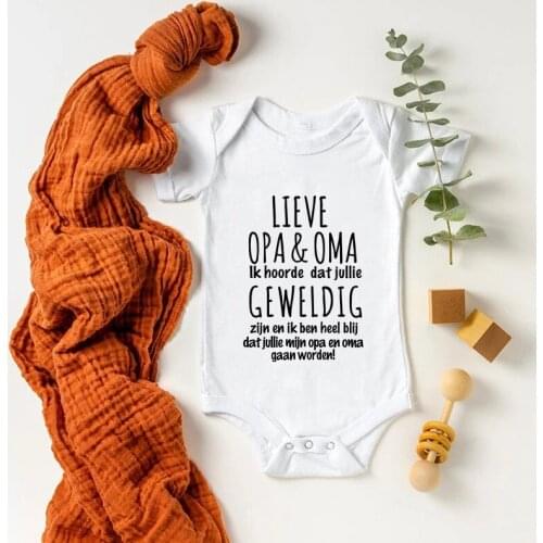 2022 Funny Baby Bodysuit LIEVE OPA & OMA Ik hoorde dat jullie Print Newborn Baby Pregnancy Announcement Bodysuit Cotton Onesie