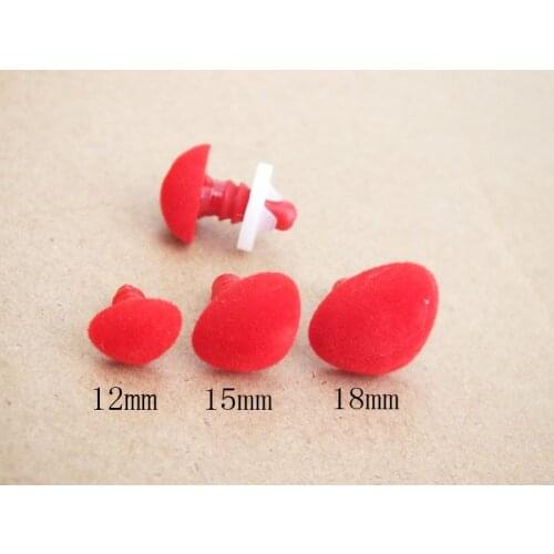 30Pcs 12mm/15mm/18mm Mixed size red Plastic Safety Triangle Velvet Noses--Each size 10 PCS