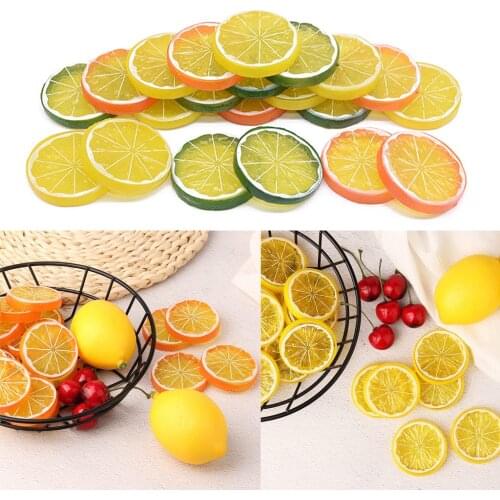 5Pcs Simulation Artificial Fruit Fake Lemon Slices for Farmhouse Kitchen Wedding Christmas Decoration Stage Photography Props