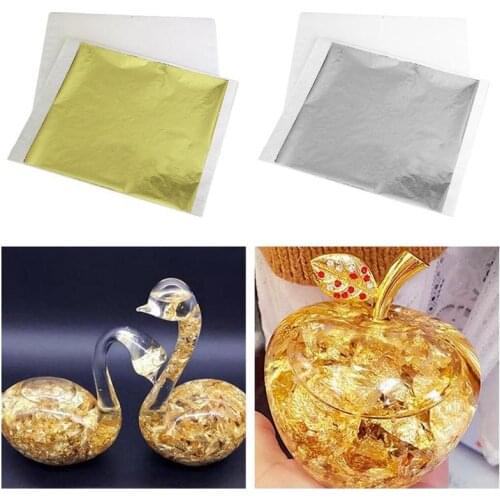 9x9cm 10 Sheets 24k Practical Pure Gold/sliver Foil Paper For Shiny Gilding Funiture Lines Wall Crafts Handicrafts Gilding Decor