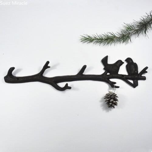 American Vintage Twigs Decorative Wall Hanging Coat Racks Creative Birds Doorway Decorations Cast Iron Hooks antique