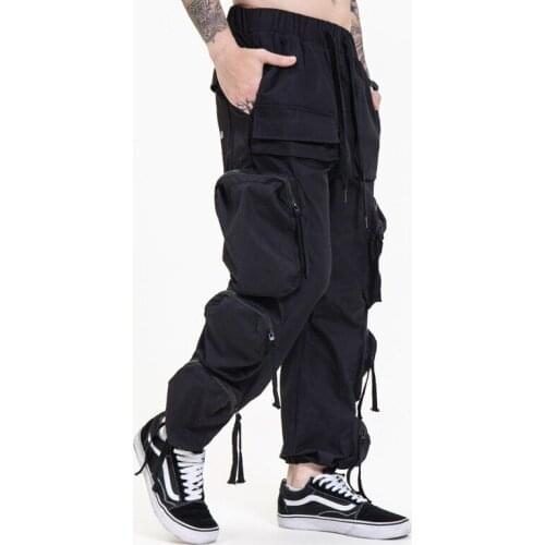Spring Summer Mens Casual Cargo Pants Mens Multi-pocket Hip Hop Joggers Black Pants Fashion Loose Trousers Male Man Clothing