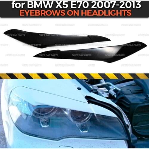 Eyebrows on headlights case for BMW X5 E70 2007-2013 ABS plastic cilia eyelash molding decoration car styling tuning accessories