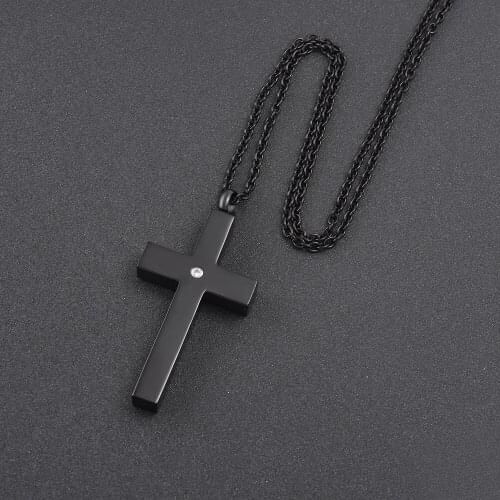 Cmj9848 Black Plated Charm Cross Cremation Urn Ashes Pendant Necklace URN Memorial Keepsake