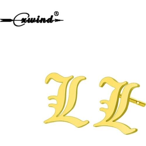Cxwind New Fashion Letter Stud Earrings for Women Geometric Letters L Earrings For Party Wedding Gift Wholesale Ear Jewelry