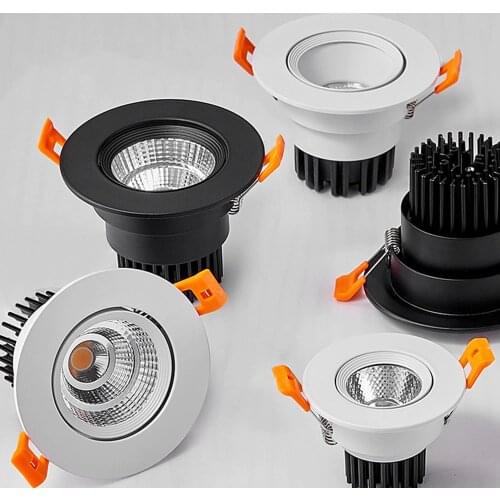 COB Dimmable LED Downlight AC85-265V Ceiling Light 5/9/12W Recessed Spotlight Warm White3000k Natural White6000k Indoor Lighting