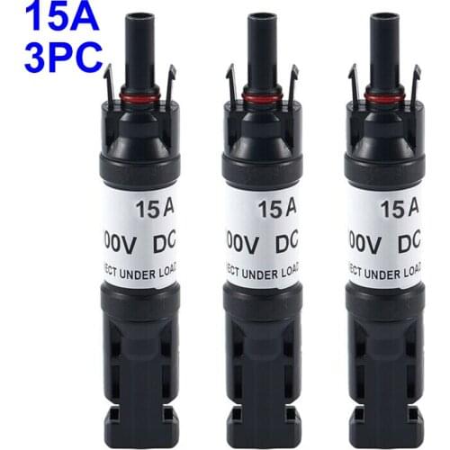 3Pcs 10A 15A 20A DC Diode Solar Plug Connector Photovoltaic Solar Panel System Fuse Diode Connector IP67 1000V TUV 600V UL