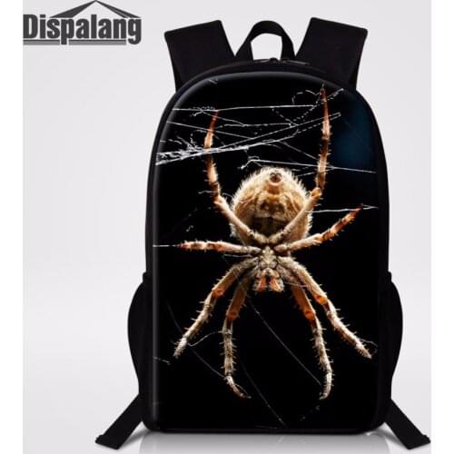 Dispalang Fashion Supreme 16-inch 3D Spider Prints Backpacks for Primary Students Customized Children School Bags Casual Daypack
