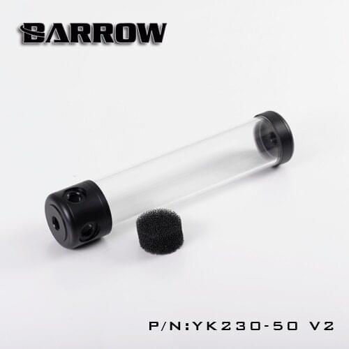 BARROW Length (130-180-230-280mm) X 50mm Diameter Cylindrical Cylinder Hollow R Coolant Tank POM+PMMA Black Cover