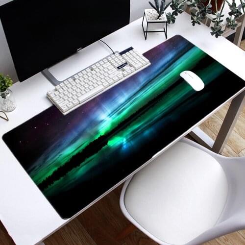 Sell Well MousePad 90x40cm Large Game Mousepad For Cs Gamer Gaming Mouse Pad Aurora Borealis Keyboard Pad