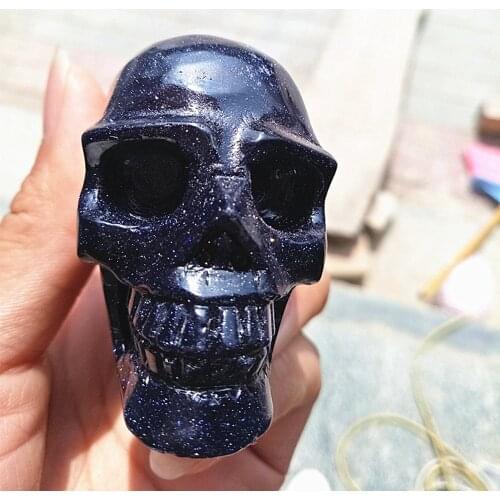 Crystal skull New arrived Natural Blue sand stone quartz skulls home decor healing