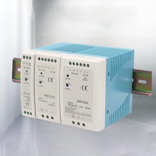 MDR-10 20 30 40 60 100 12V 24V 10W 60W100W Din Rail power supply ac-dc driver Transformers for LED Strip Light 120V to 370V