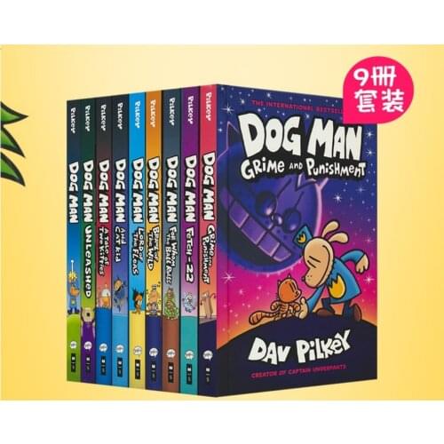 7-12 year 9 book/set Dav Pilkey Dog Man Childrens English cartoon Chapter Book hardcover full color English picture books