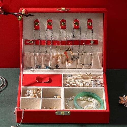 New High Capacity Leather Jewelry Box Large Space Stud Earrings Ornament Storage Box Travel Jewelry Multifunction Women Gifts