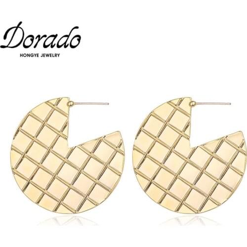 Dorado Fashionable Simple Geometric Irregular Grid Stud Earrings For Women Retro Metal Party New Accessories Gift Brincos