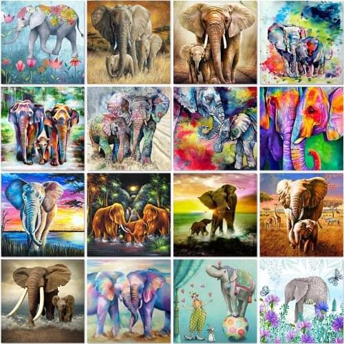 Cartoon Elephant Diamond Painting Animal Full Drill Diamond Embroidery Elephant Cross Stitch Kit Picture Rhinestone Mosaic Decor