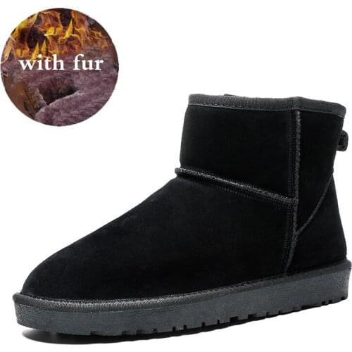 Nice Australia Fashion Men Wearable Snow Boots 100% Genuine Cow Suede Ankle Boots Warm Winter Boots Man Shoes Large Size 35-46