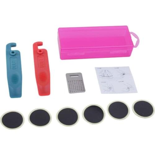 Mountain Bike Road Cycling Tire No Glue Rubber Patch Kit Bicycle Tyre Repair Set Plastic Storage Box