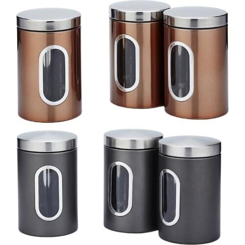 3 Pack Kitchen Canister Set Stainless Steel Food Storage Containers With Lid