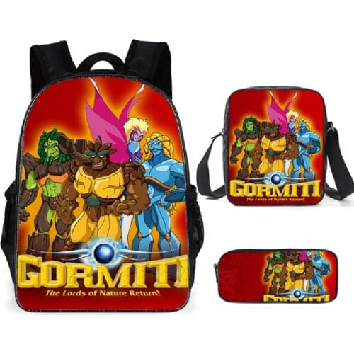 Gormiti School Bags Set 3Pcs Schoolbag for Kids Boys Girls Children Backpack Student Bookbags Child Pencil Book Bag