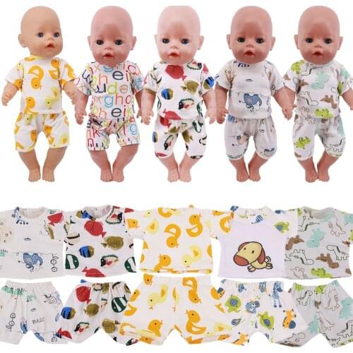 2 Piece Doll Clothes Cute Animal Print For 18 Inch American Baby Girl&43Cm Reborn Baby Alive,Our Generation Doll For Accessories