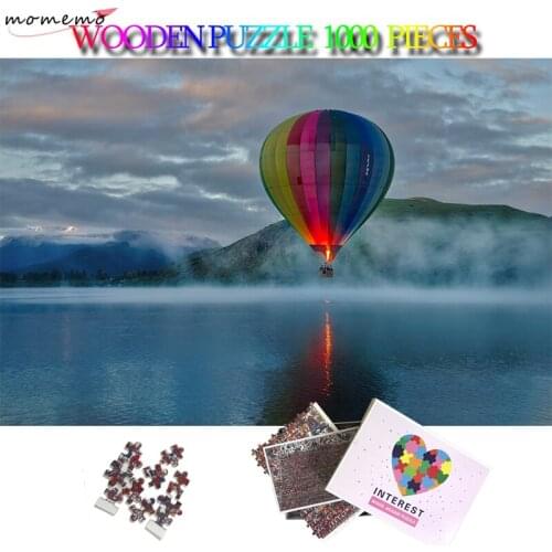 MOMEMO Fire Balloon Jigsaw Puzzle Wooden 1000 Pieces Landscape Puzzles 50*75cm Plane Puzzle Toys for Adults Teend Family Gifts