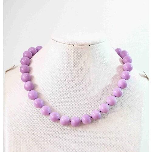 Charms Fashion Violet Purple Shell Bbaking Paint Glass Beads Round 14mm Women Weddings Party Chains Necklace Jewelry 18"B636-3