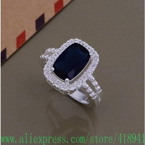 Silver Plated ring, Silver Plated fashion jewelry, bi-wring inlaid dark blue stone /ewpannwa bxrakoya AR706
